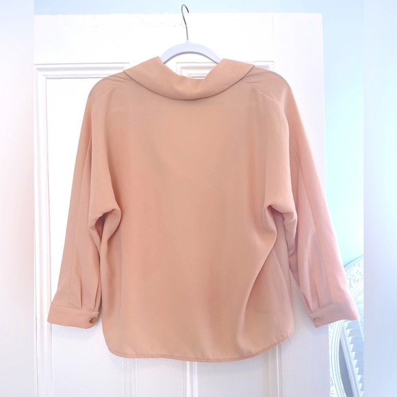 NWOT Zara Basic V Neck 3/4 Sleeve Crop Blouse in Beige/Pink -XS - Picture 5 of 5